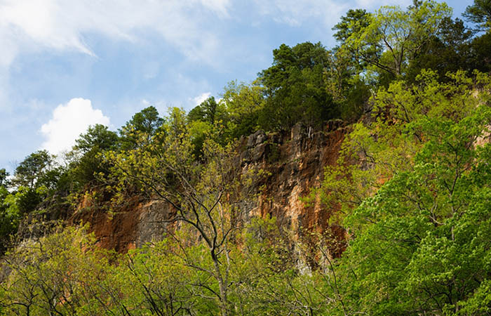 Mark Twain National Forest Missouri Ozarks Rocky bluffs and forest landscape in Mark Twain National Forest near Mansfield, Missouri